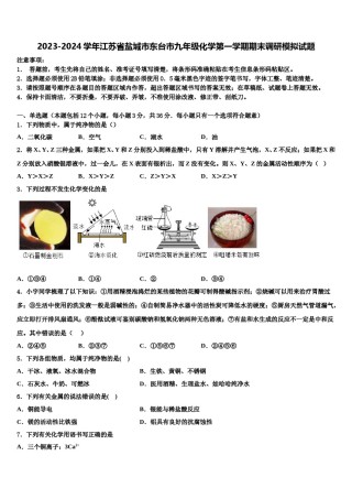 2023-2024学年江苏省盐城市东台市九年级化学第一学期期末调研模拟试题含解析.doc