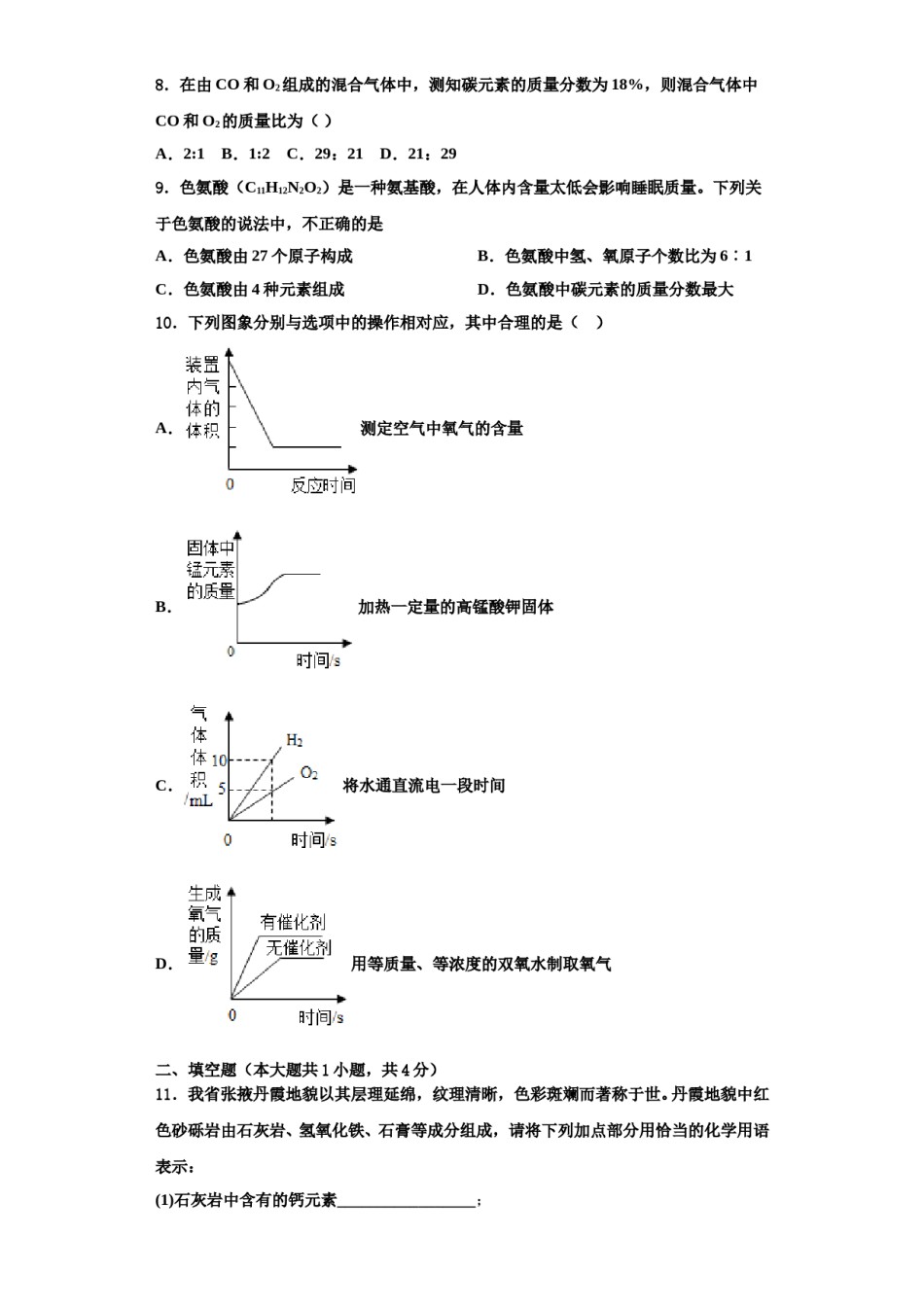2023-2024学年江苏省盐城市初级中学九年级化学第一学期期中质量检测模拟试题含解析.doc_第2页