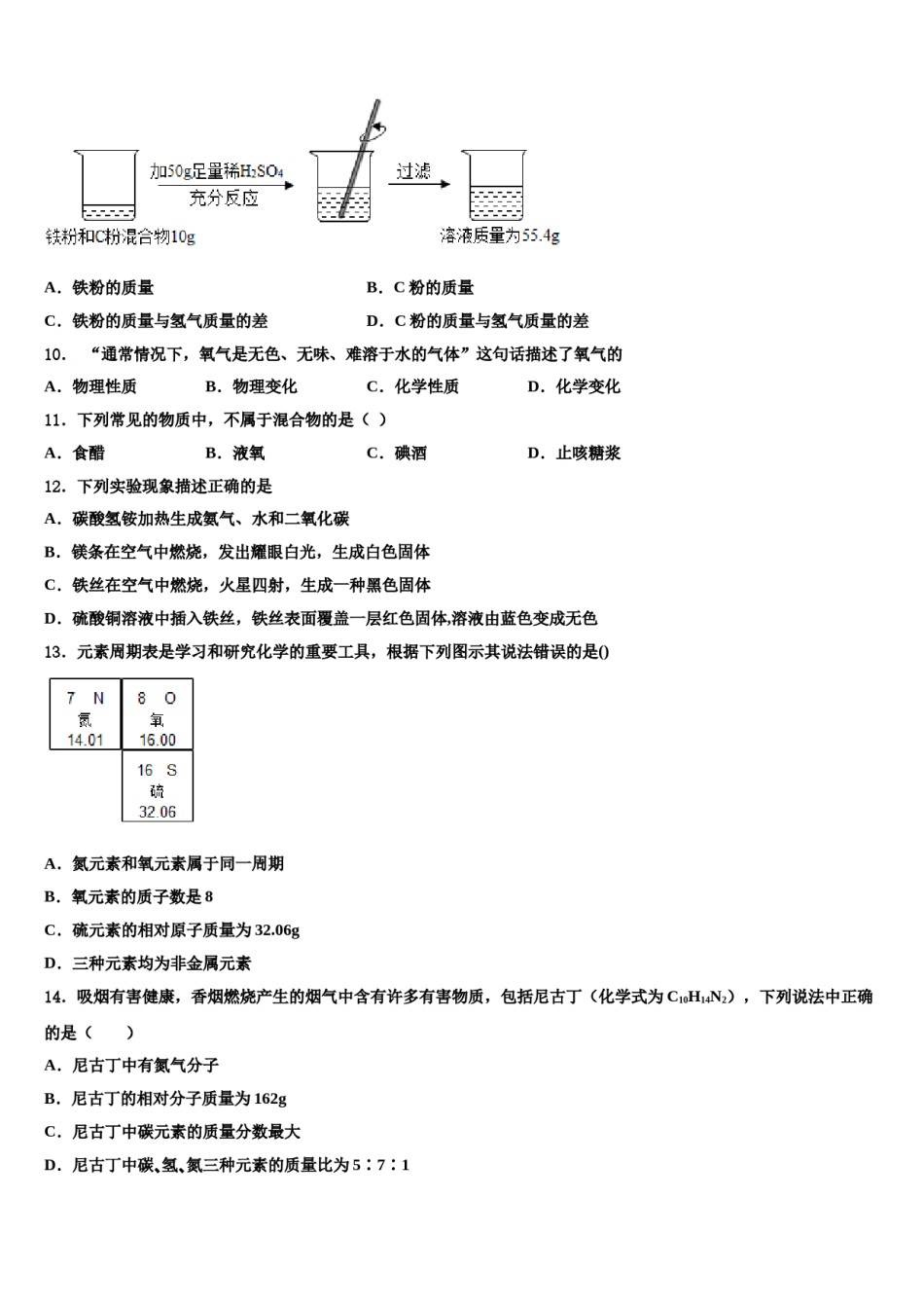 2023-2024学年江苏省盐城市大丰区化学九上期末复习检测模拟试题含解析.doc_第2页