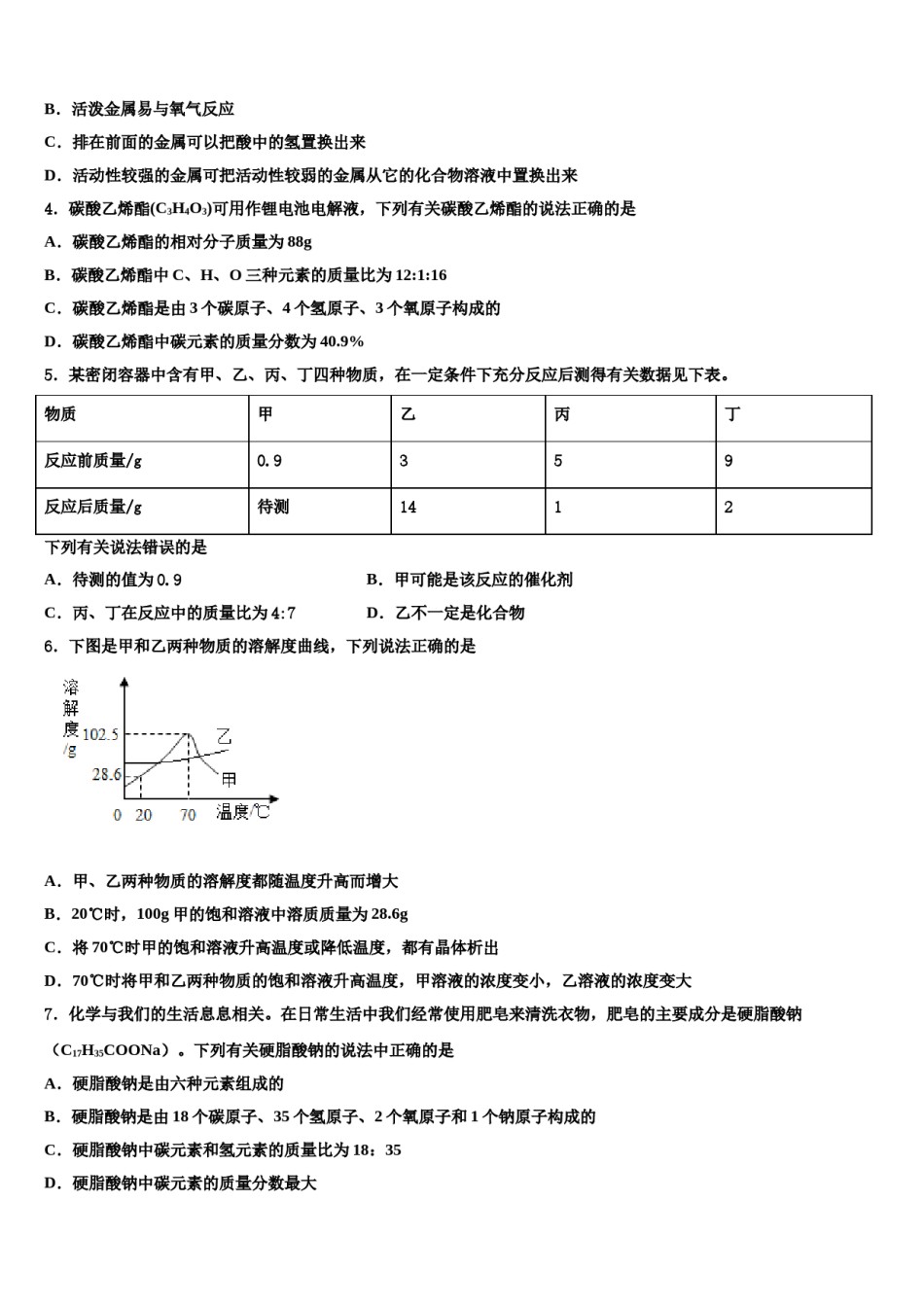 2023-2024学年江苏省盐城市第一初级中学化学九年级第一学期期末综合测试试题含解析.doc_第2页