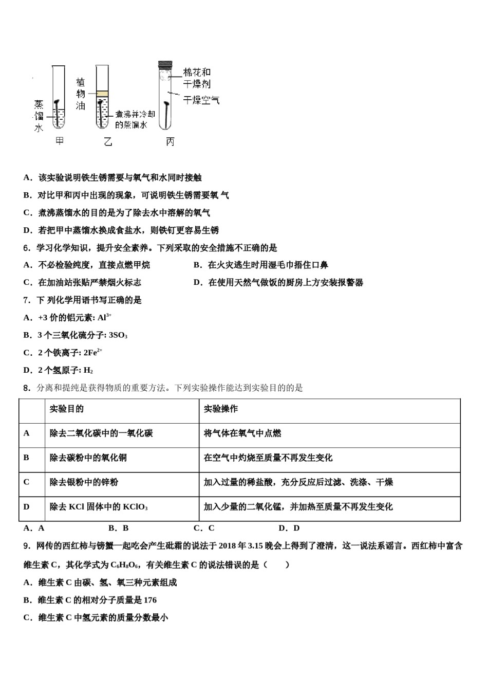 2023-2024学年江苏省盐城市龙冈共同体化学九年级第一学期期末学业质量监测模拟试题含解析.doc_第2页