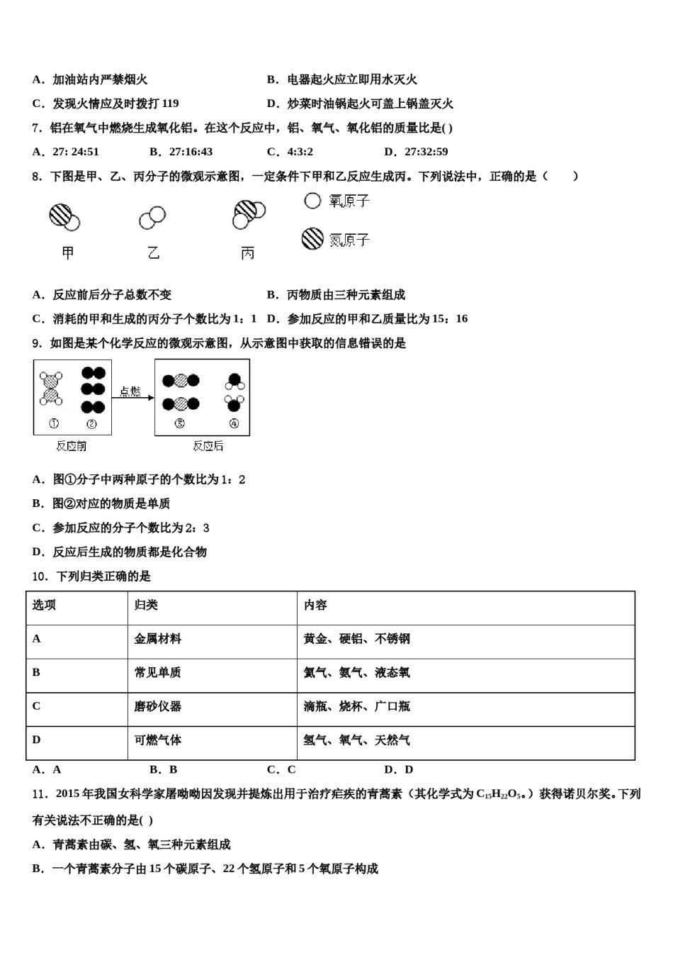 2023-2024学年江苏省睢宁县化学九年级第一学期期末综合测试模拟试题含解析.doc_第2页