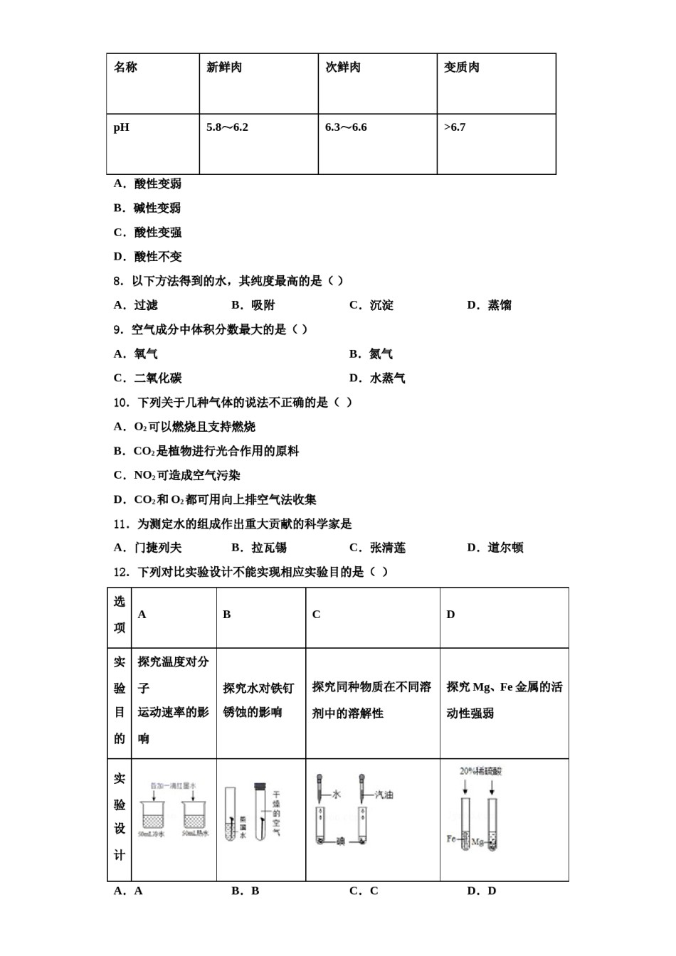 2023-2024学年江苏省苏州市、常熟市九年级化学第一学期期中调研模拟试题含解析.doc_第3页
