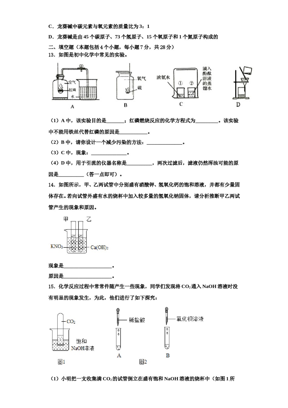 2023-2024学年江苏省苏州市同里中学化学九年级第一学期期中教学质量检测模拟试题含解析.doc_第3页