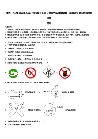 2023-2024学年江苏省苏州市吴江区青云中学九年级化学第一学期期末达标检测模拟试题含解析.doc