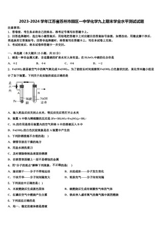 2023-2024学年江苏省苏州市园区一中学化学九上期末学业水平测试试题含解析.doc