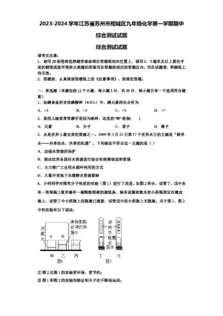 2023-2024学年江苏省苏州市相城区九年级化学第一学期期中综合测试试题含解析.doc
