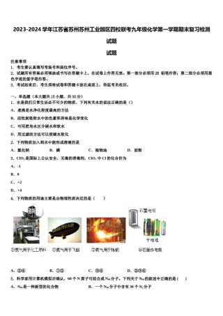 2023-2024学年江苏省苏州苏州工业园区四校联考九年级化学第一学期期末复习检测试题含解析.doc
