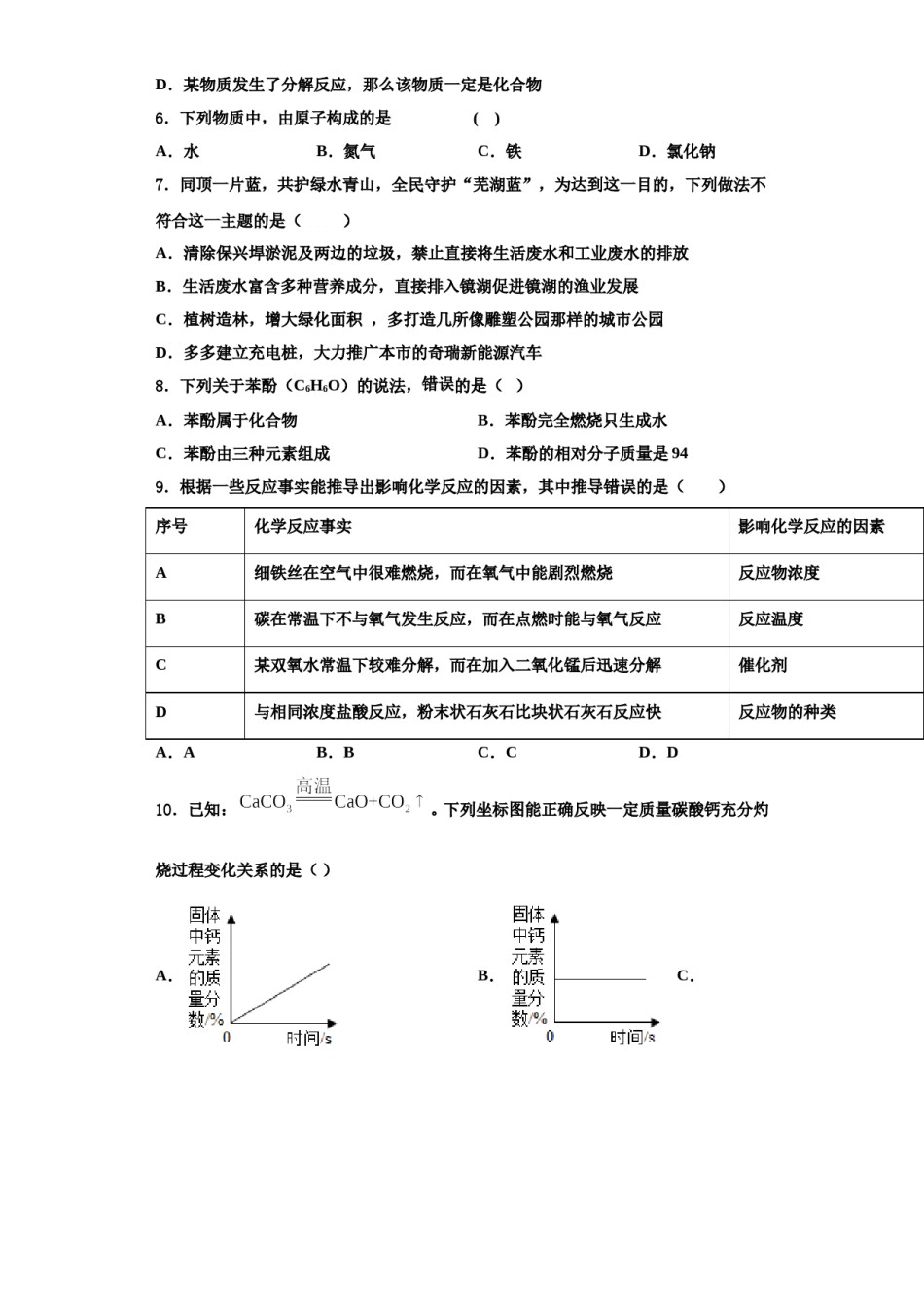 2023-2024学年江苏省连云港市赣榆县化学九年级第一学期期中预测试题含解析.doc_第2页