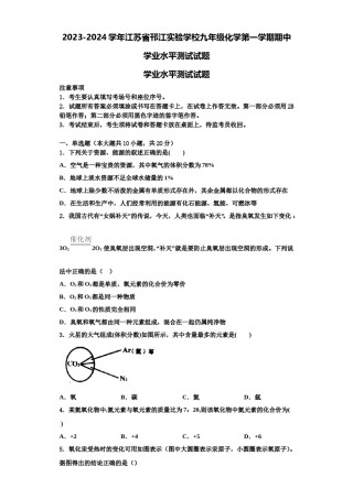 2023-2024学年江苏省邗江实验学校九年级化学第一学期期中学业水平测试试题含解析.doc