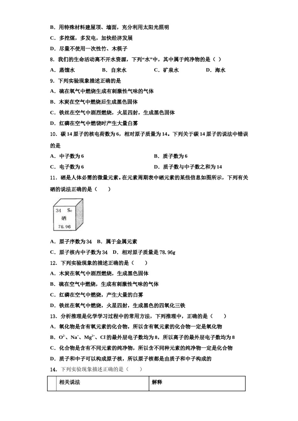 2023-2024学年江苏省邳州市九年级化学第一学期期中综合测试模拟试题含解析.doc_第2页