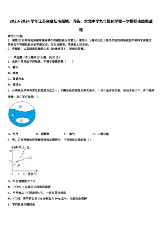 2023-2024学年江苏省金坛市尧塘，河头，水北中学九年级化学第一学期期末经典试题含解析.doc