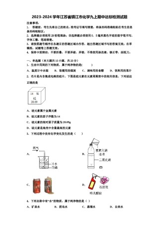 2023-2024学年江苏省镇江市化学九上期中达标检测试题含解析.doc
