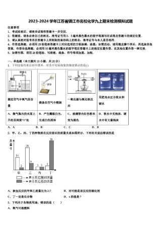 2023-2024学年江苏省镇江市名校化学九上期末检测模拟试题含解析.doc