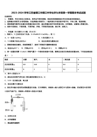 2023-2024学年江苏省镇江市镇江中学化学九年级第一学期期末考试试题含解析.doc
