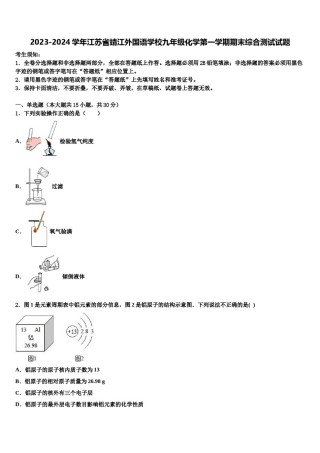 2023-2024学年江苏省靖江外国语学校九年级化学第一学期期末综合测试试题含解析.doc