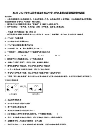 2023-2024学年江苏省靖江市第三中学化学九上期末质量检测模拟试题含解析.doc