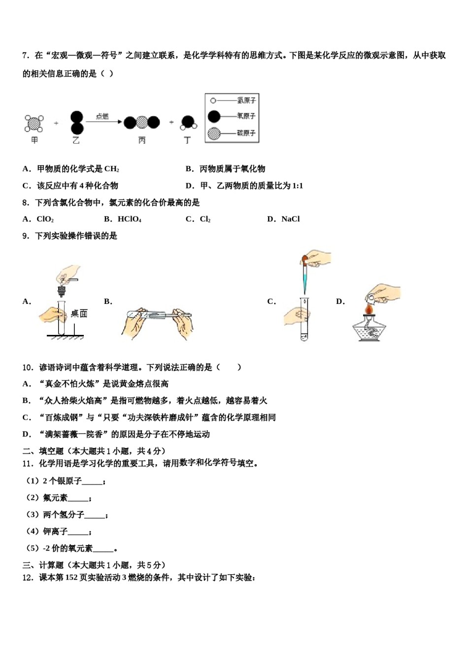 2023-2024学年江苏省高邮市阳光双语九年级化学第一学期期末统考模拟试题含解析.doc_第2页