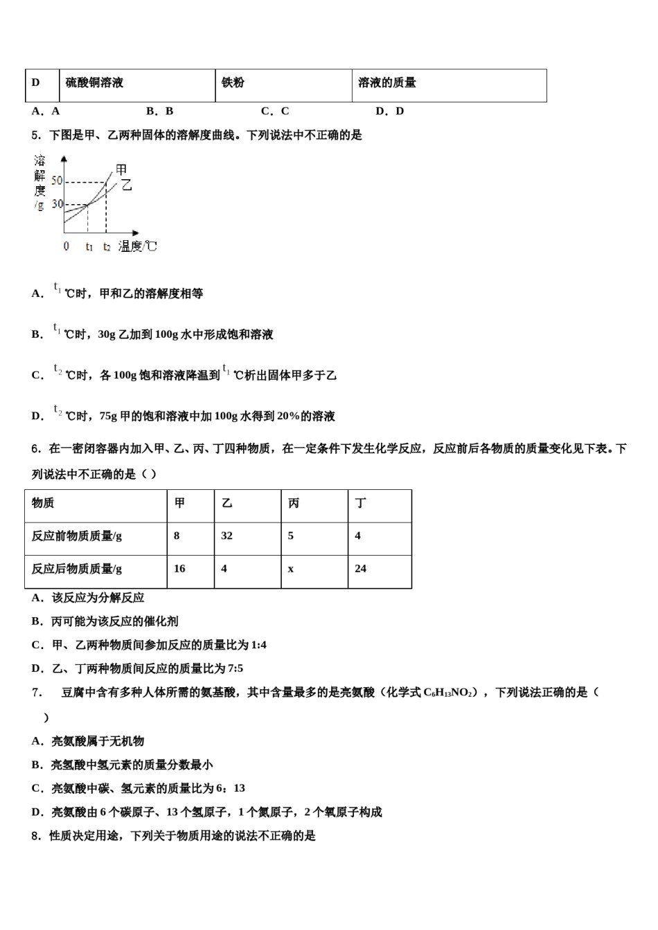 2023-2024学年江西省上犹县化学九年级第一学期期末学业质量监测模拟试题含解析.doc_第2页