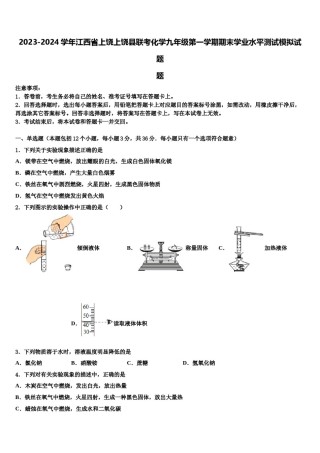 2023-2024学年江西省上饶上饶县联考化学九年级第一学期期末学业水平测试模拟试题含解析.doc
