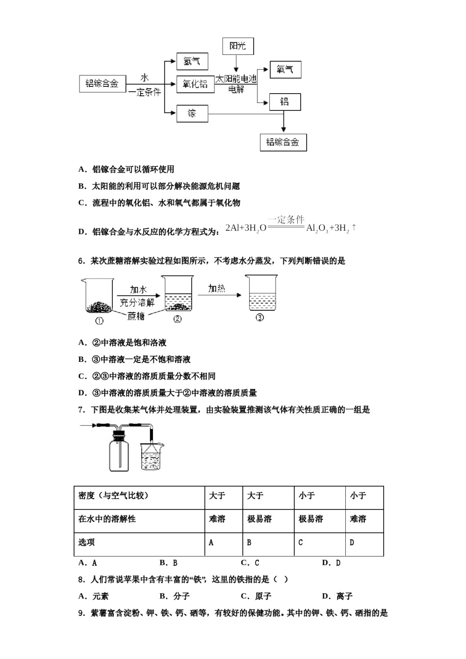 2023-2024学年江西省上饶中学化学九年级第一学期期中复习检测试题含解析.doc_第2页