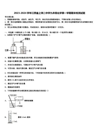 2023-2024学年江西省上饶二中学九年级化学第一学期期末检测试题含解析.doc