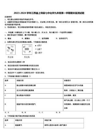2023-2024学年江西省上饶县七中化学九年级第一学期期末监测试题含解析.doc