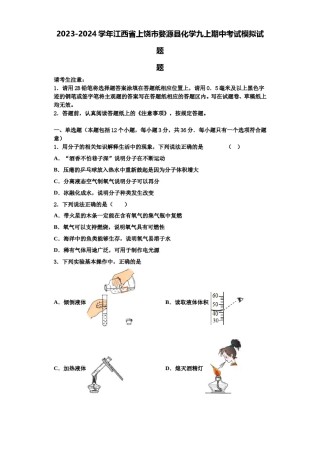 2023-2024学年江西省上饶市婺源县化学九上期中考试模拟试题含解析.doc