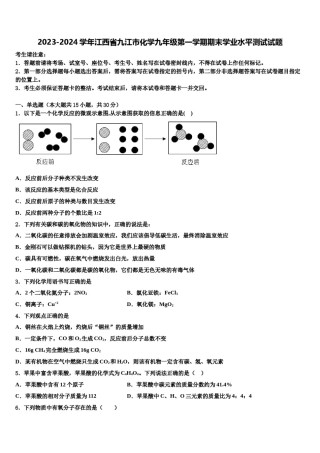2023-2024学年江西省九江市化学九年级第一学期期末学业水平测试试题含解析.doc