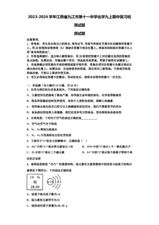 2023-2024学年江西省九江市第十一中学化学九上期中复习检测试题含解析.doc