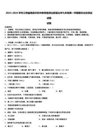 2023-2024学年江西省南昌市初中教育集团化联盟化学九年级第一学期期末达标测试试题含解析.doc