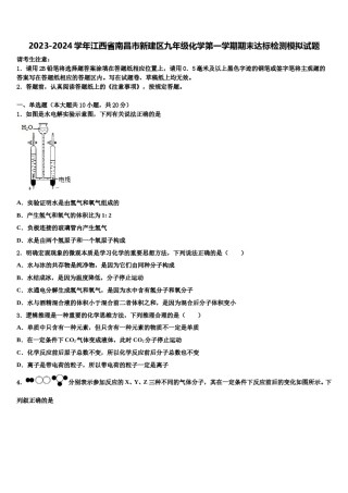2023-2024学年江西省南昌市新建区九年级化学第一学期期末达标检测模拟试题含解析.doc