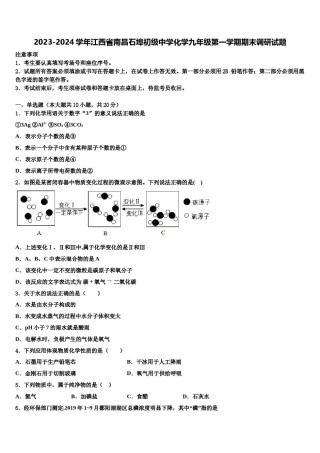 2023-2024学年江西省南昌石埠初级中学化学九年级第一学期期末调研试题含解析.doc