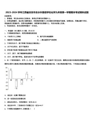 2023-2024学年江西省吉安市吉水外国语学校化学九年级第一学期期末考试模拟试题含解析.doc