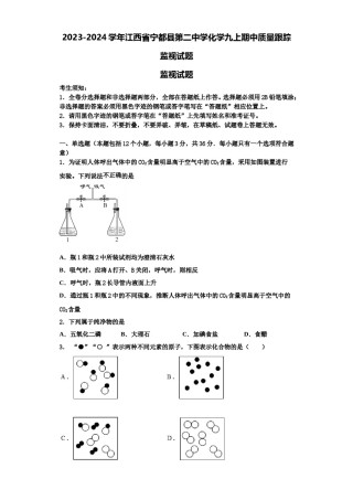 2023-2024学年江西省宁都县第二中学化学九上期中质量跟踪监视试题含解析.doc