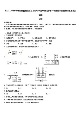 2023-2024学年江西省安远县三百山中学九年级化学第一学期期末质量跟踪监视模拟试题含解析.doc