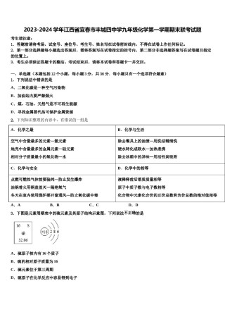2023-2024学年江西省宜春市丰城四中学九年级化学第一学期期末联考试题含解析.doc