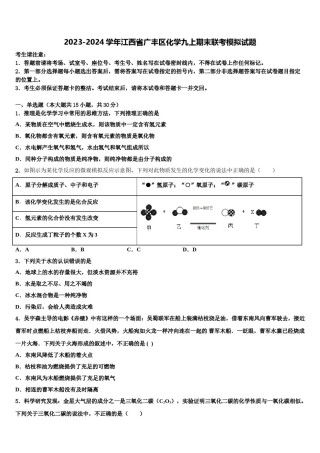2023-2024学年江西省广丰区化学九上期末联考模拟试题含解析.doc