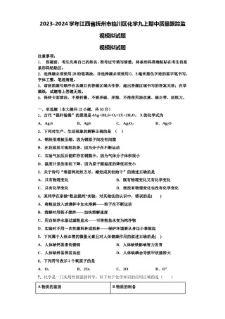 2023-2024学年江西省抚州市临川区化学九上期中质量跟踪监视模拟试题含解析.doc