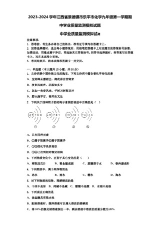 2023-2024学年江西省景德镇市乐平市化学九年级第一学期期中学业质量监测模拟试题含解析.doc