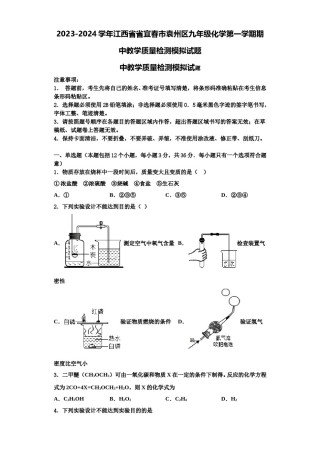2023-2024学年江西省省宜春市袁州区九年级化学第一学期期中教学质量检测模拟试题含解析.doc