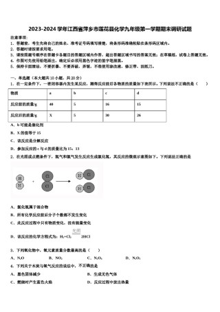 2023-2024学年江西省萍乡市莲花县化学九年级第一学期期末调研试题含解析.doc