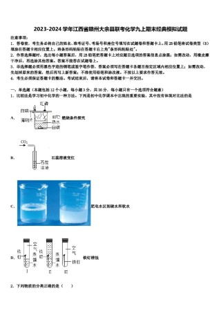 2023-2024学年江西省赣州大余县联考化学九上期末经典模拟试题含解析.doc