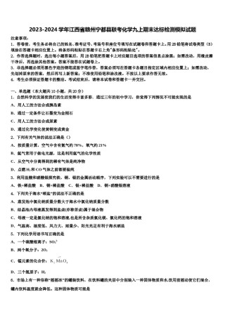 2023-2024学年江西省赣州宁都县联考化学九上期末达标检测模拟试题含解析.doc