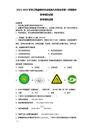 2023-2024学年江西省赣州市会昌县九年级化学第一学期期中联考模拟试题含解析.doc