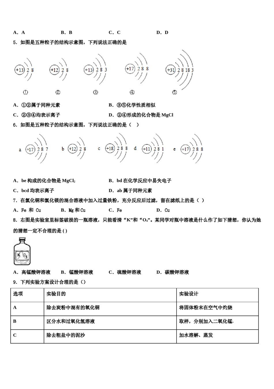 2023-2024学年江西省赣州市寻乌县化学九上期末综合测试试题含解析.doc_第2页
