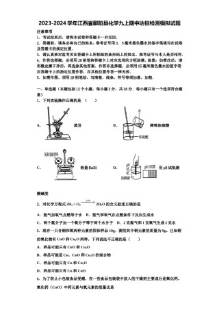 2023-2024学年江西省鄱阳县化学九上期中达标检测模拟试题含解析.doc