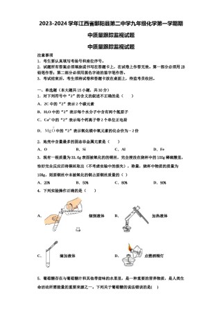 2023-2024学年江西省鄱阳县第二中学九年级化学第一学期期中质量跟踪监视试题含解析.doc