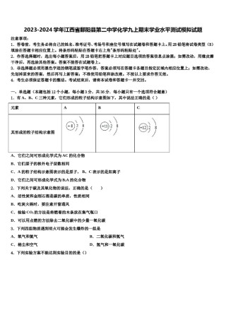 2023-2024学年江西省鄱阳县第二中学化学九上期末学业水平测试模拟试题含解析.doc