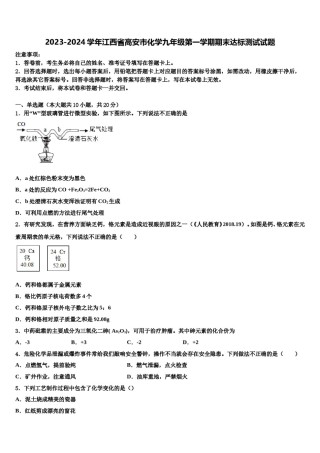 2023-2024学年江西省高安市化学九年级第一学期期末达标测试试题含解析.doc